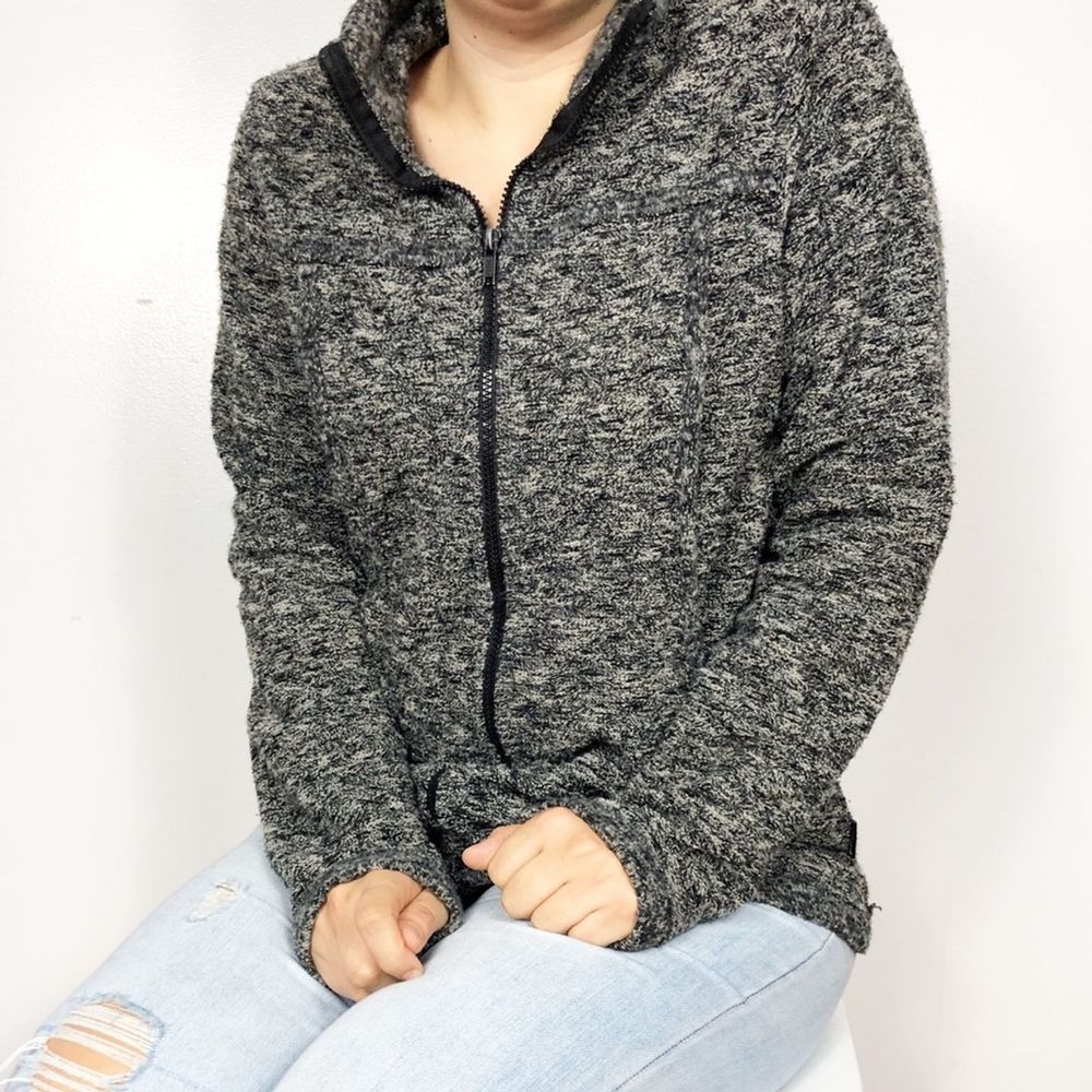 PRANA | Furry Gray Space Dye Zip Up Sweater M/L